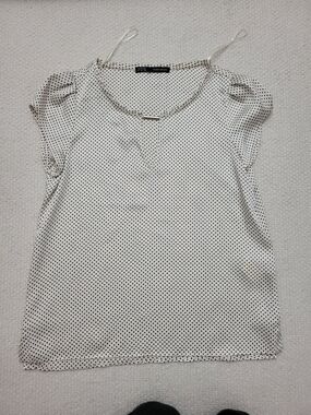 Zara White Polka Dot Cap Sleeve Blouse